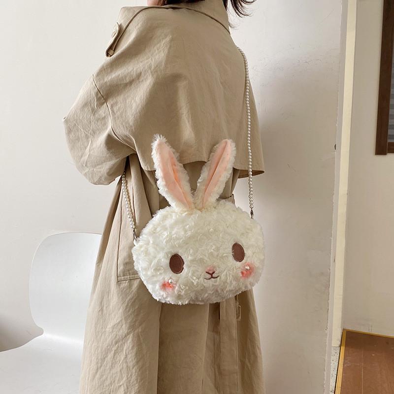 Mignon Sac Bandoulière Mini Lapin Avec Fermeture Éclair Et Poche Intérieure Pour Femmes