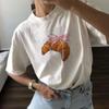 Fashion American Ins Personality Simple Printed Tshirt Pink Bread Graphic Tops Short Sleeve Cute Womens Style Clothing Y2K