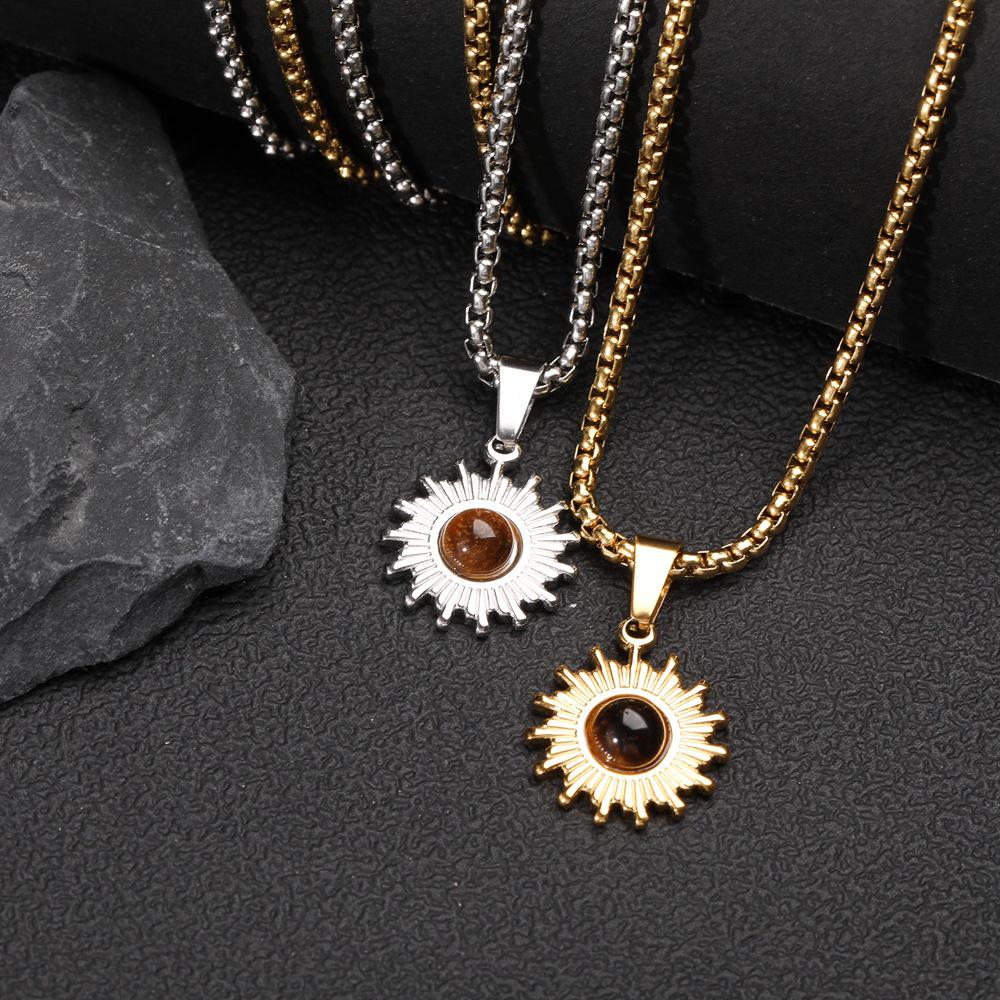 Men's Sunflower Titanium Necklace - Trendy, High-End, Versatile Accessory with American Style