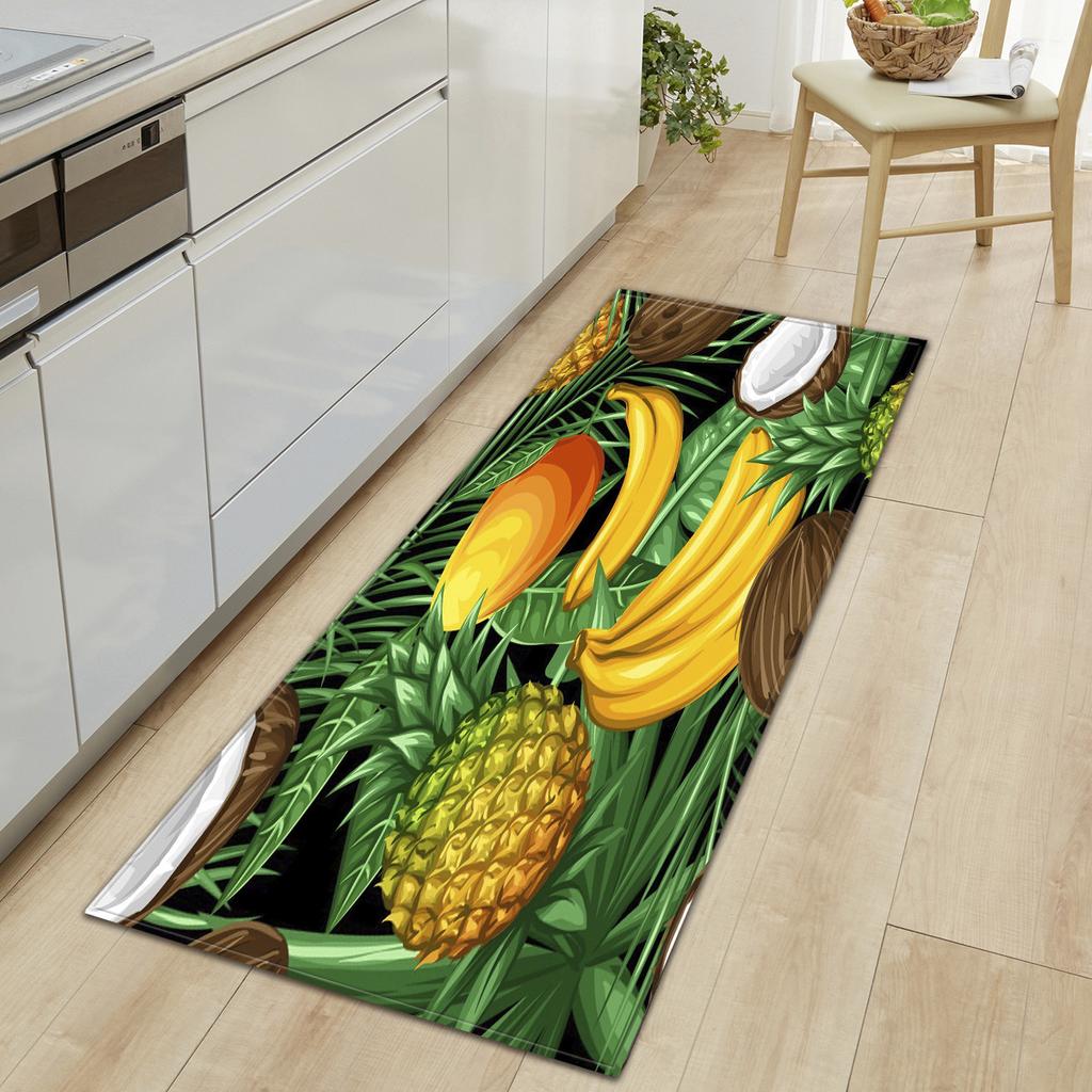 Fresh Fruits and Vegetables Kitchen Mat Soft Thickened Kitchen Floor Mat Waterproof Non-slip Oil-proof Floor Mat Runner Rug