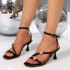 Luxury Pearl Flower Narrow Band Ankle Strap Sandals Women 2025 Summer Square Toe High Heel Sandals Sexy Party Dress Shoes Women