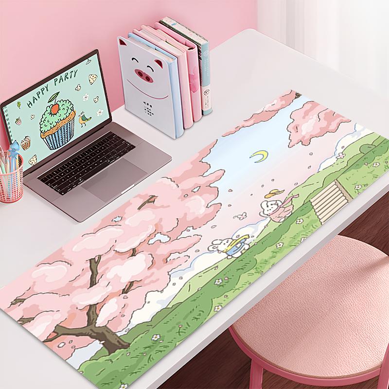Anime Deskmat 900x400 Laptop Table Mat Cute Rabbit Rubber Accessories Gaming Mouse Mat Keyboard Carpet Mouse Pad Office Deskmat