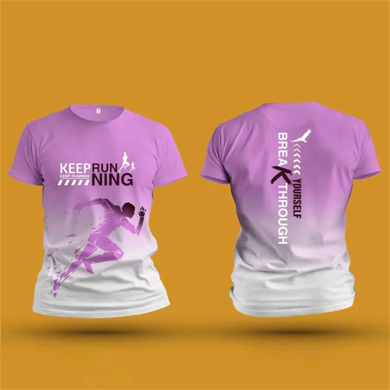 Men's T Shirt Outdoor Fitness Run Sports T-Shirts Summer New Casual Women's Short Sleeve Tops Fashion 3D Gradient Harajuku Tops