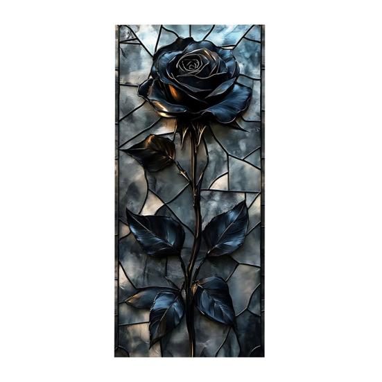 Flower Window Privacy Film Leaf Pattern Privacy Protection Film Static Cling Removable Decorative Window Film for Home Bathroom Kitchen