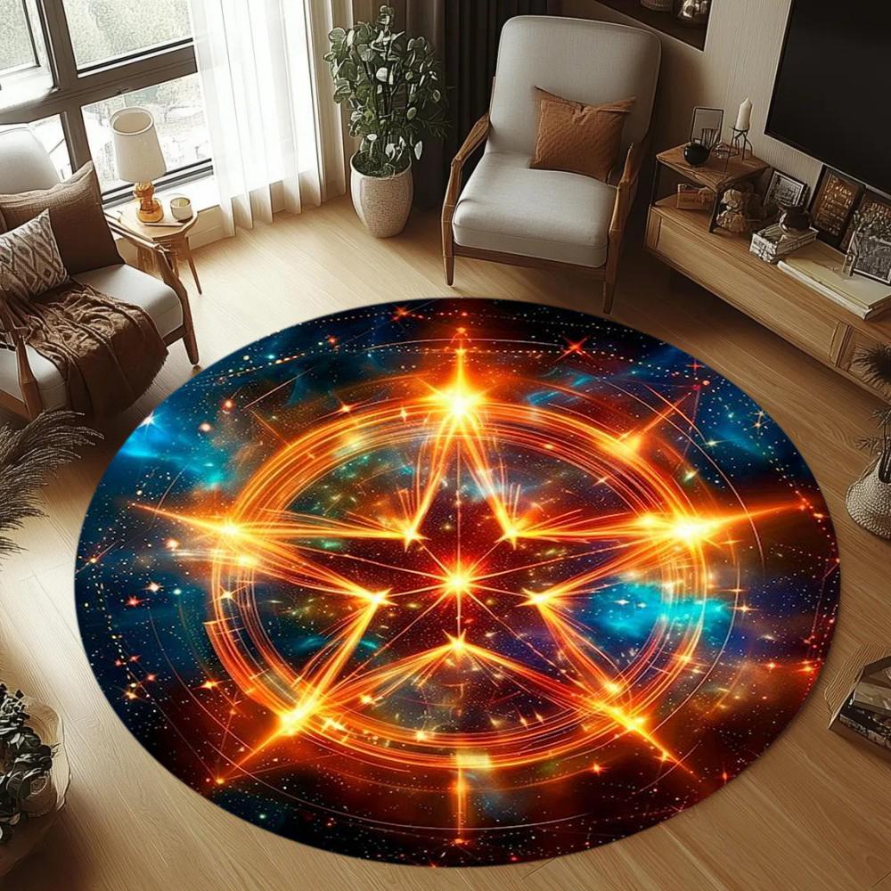 Tapis Magique Cercle Mystique Motif Pentagramme Tapis de Zone Enchanteur pour Salon Chambre Décoration de Maison Décor de Chambre