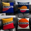 RRepsol Logo Cushion Cover Natural Linen Organic Fabric DoubleSided Printing Sofa Home Decor Gift Pillow Case