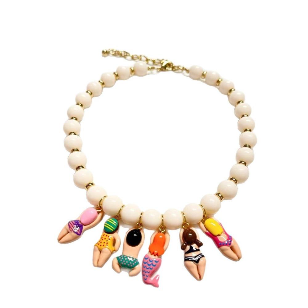 New Bikini Doll Necklace Adjustment Imitation Stone Neck Chain Gift Handmade Beads Chain Necklace Accessories