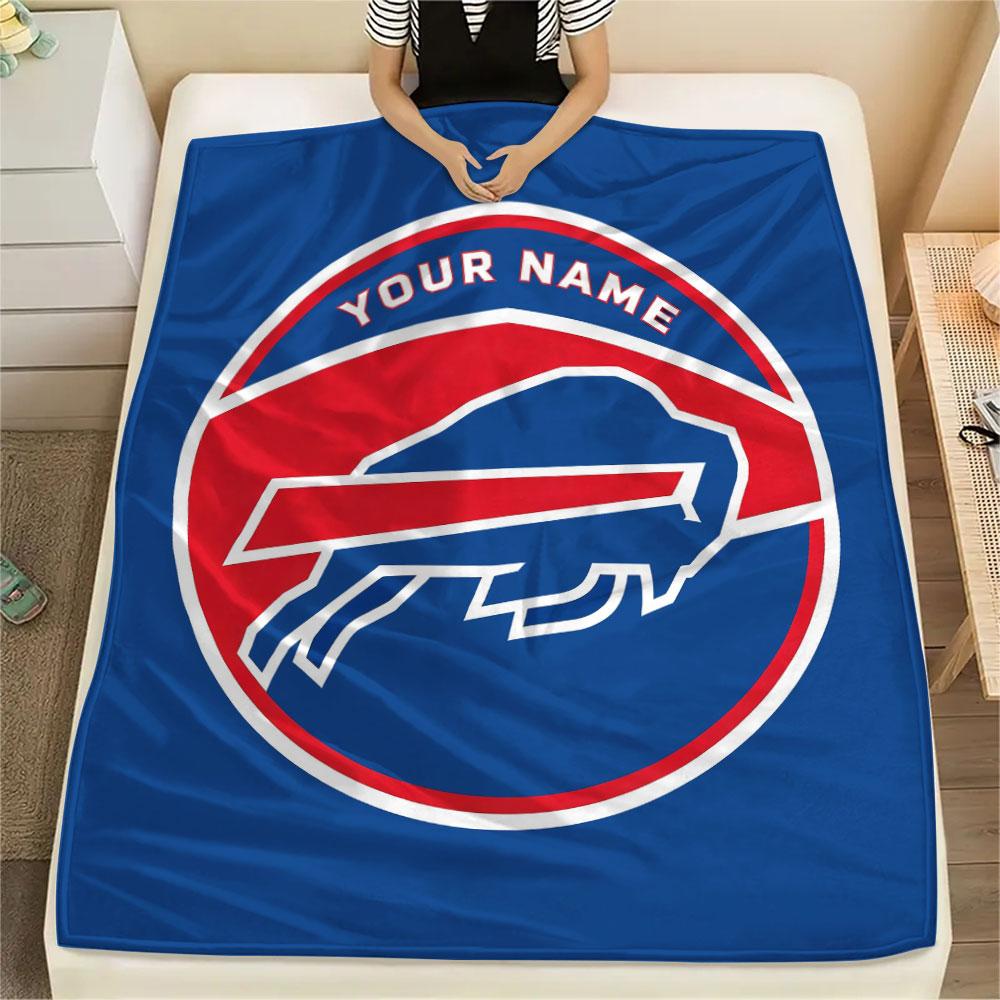 Individueller Name, Buffalo Bills Aufdruck Flanelldecke, weicher Überwurf für Schlafzimmer Sofa, waschbar, Weihnachtsgeschenk, tolles Geschenk.
