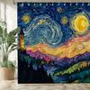 Rideau de douche étanche et résistant à la moisissure Paysage de nuit étoilée - Design artistique pour une expérience de décoration de salle de bain unique