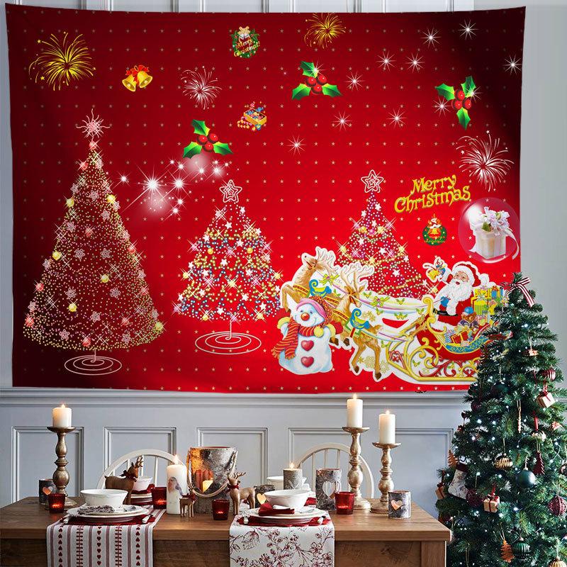 Rode kerstmis sneeuwvlokken winternachten open haard gedrukt patroon tapijt thuis woonkamer slaapkamer wanddecoratie tapijt