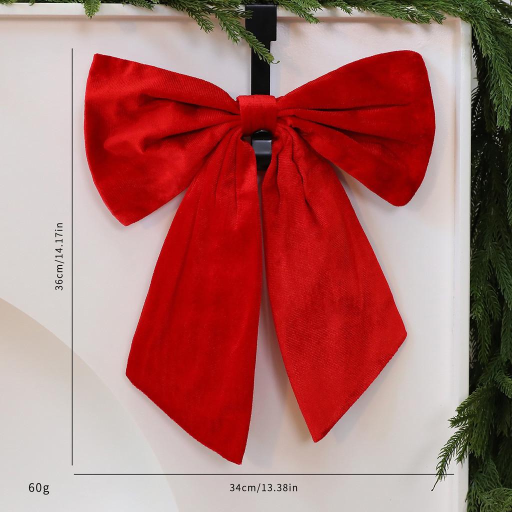 Christmas Velvet Bow Garland With Glitter For Holiday Tree Decor