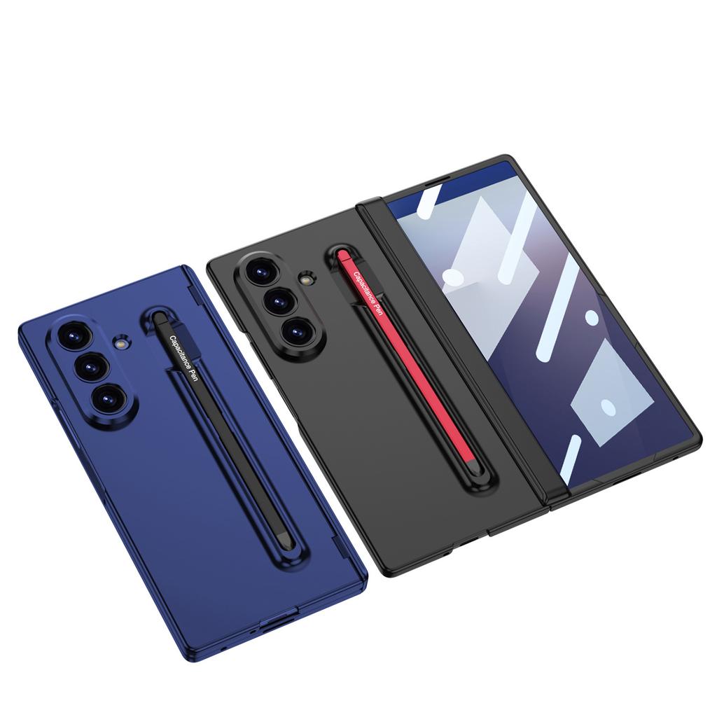 Adequado para Capa de Celular Samsung Z Fold7 com Porta-Caneta Integrada com Stylus Película de Casca Ultrafina Cobertura Protetora com Eixo Rotativo