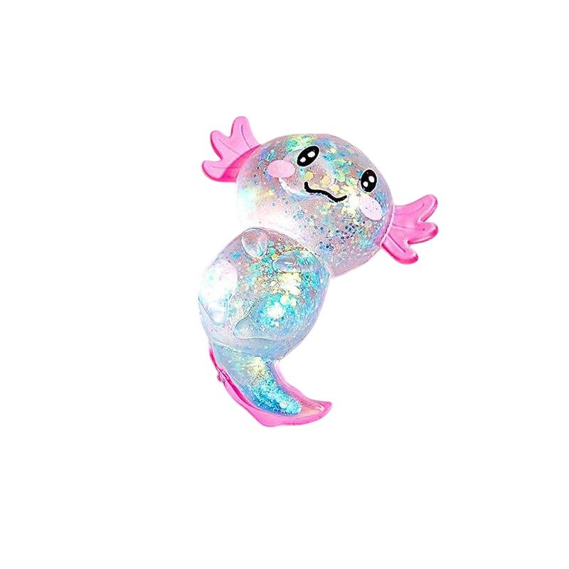 Glitter Stress Relief Decompression Axolotl Toy Cute Malt Sugar Squeeze Fidget Toy For Adults Kids Adults Birthday Party Gift
