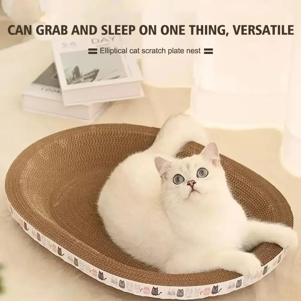 Corrugated Cat Scratcher Cat Scrapers Round Oval Grinding Claw Toys for Cats Wear-Resistant Cat Bed Nest Cat Accessories