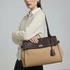 Aura Commute Brown Canvas Leather Combination Shoulder Bag L HIBA6E159I2