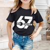 Mode Minimalistisk Nummer 67 T-shirt för Barn Sommar Vintage T-shirts Rund Hals Hippie T-shirts Överdimensionerad Avslappnad Topp Kläder