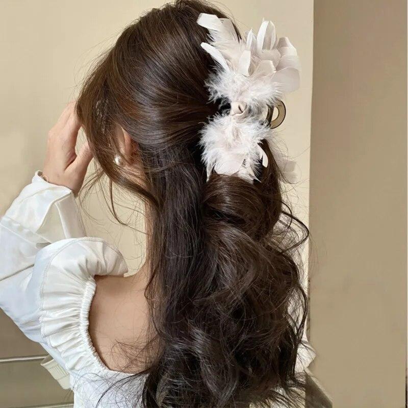 Elegante Feder Verschluss Clip Neue Mode Große Haar Klaue Haarklammer Haarspangen Shark Clip Haarspangen Für Mädchen Französisch Haar Zubehör