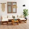 7-piece Garden Lounge Set - EXCLUSIVE HOUSE - Modular Set - Solid Acacia Wood - Removable Cushions - Cream