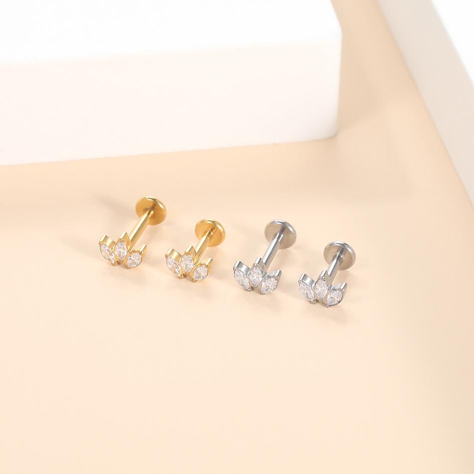 1Pc G23 Titanium Ear Tragus Cartilage Helix Daith Piercing Stud Earrings for Women Internal Thread Labret Piercing Lip Ring 16G