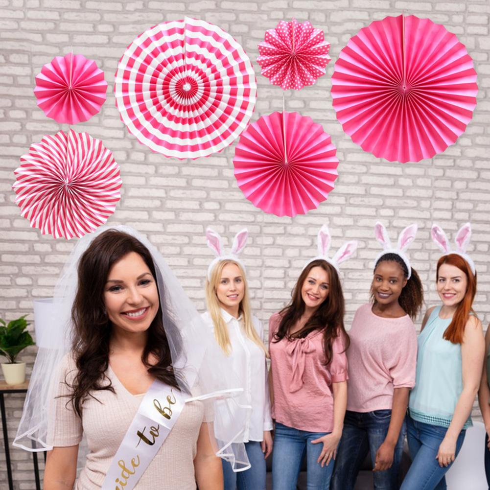 6Pcs Tissue Paper Lantern/Pom Poms Flower/Rosette Fans Paper Fan Wall Decoration Background Ceiling Hanging Ornaments