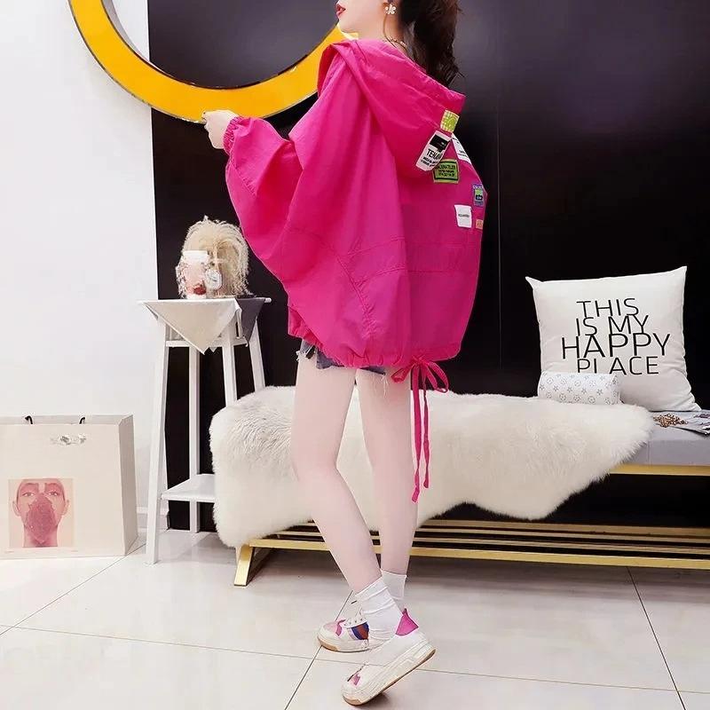 Women's Short Jacket Summer Korean Version Hooded Female Sunscreen Clothes Fashion Lazy Wind Thin Style Ladies Outerwear