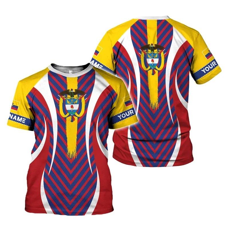 Heltryck Colombia Flagga Grafiska T-shirts För Män Nyheter Casual Rund Hals Kortärmad T-shirt Streetwear Herr Översized Tees