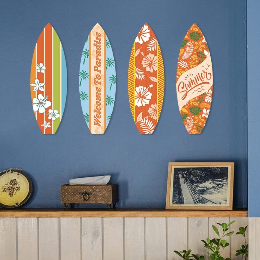 Ocean Theme Wooden Surfboard Wall Ornaments Hawaiian Style Retro Surfboard Hanging Sign Funny Beach Ocean Surfboard Decor