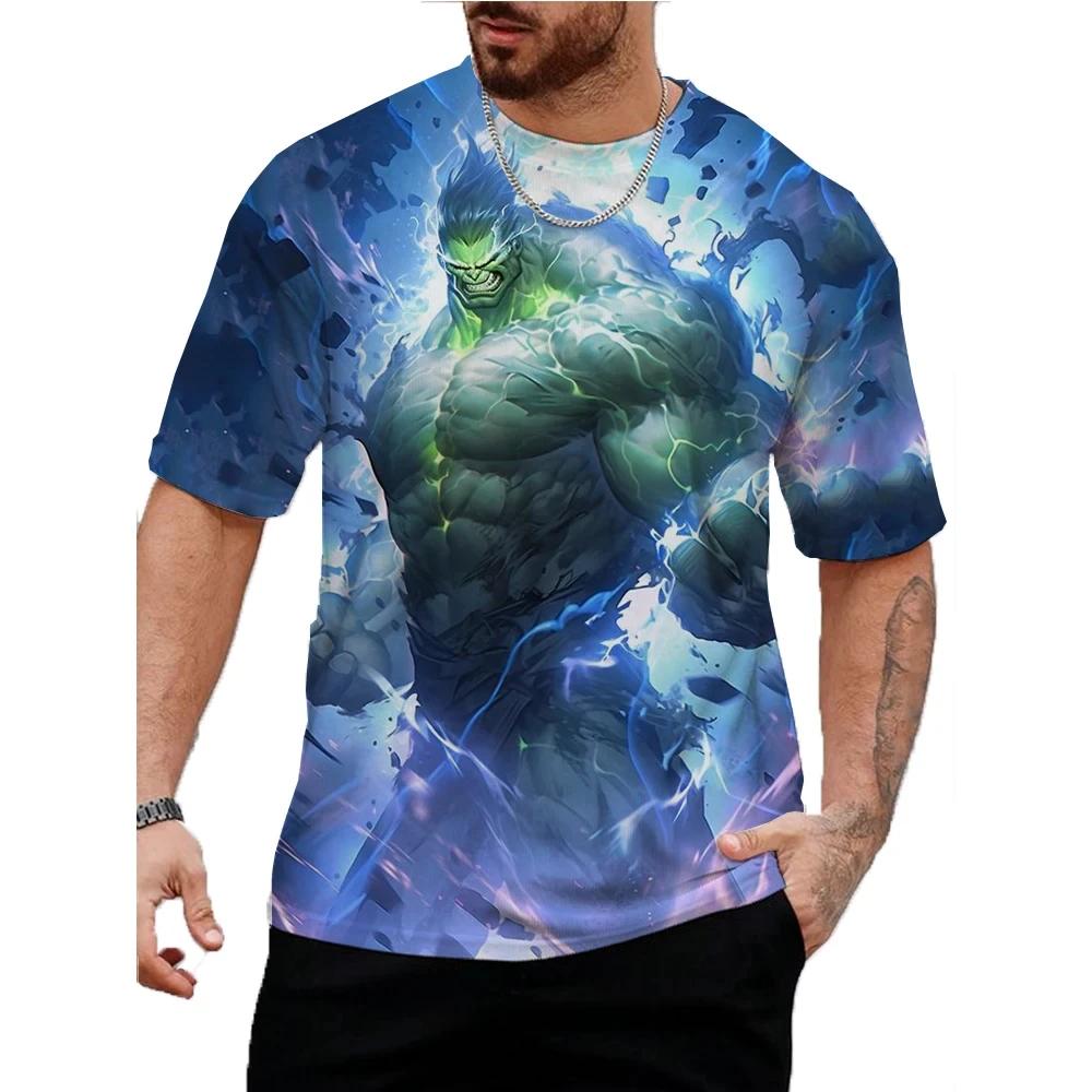 Marvel Hulk Print T-Shirt For Men Summer Cartoon Tops Tees Male Casual Stylish Short Sleeve Clothing Fashion Trendy Streetwear