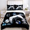 Cartoon White & Blue Robot Duvet Cover Set, Boys Bedroom Soft Gaming Bedding Set(1 * Duvet Cover + 2 * Pillowcase, Without Core)