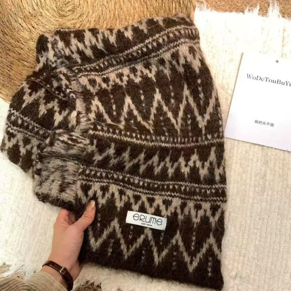 Cold Proof Thick Knitted Scarf Polyester Neck Warmer Aesthetic Fall Winter Scarf Photography Use