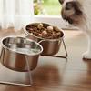 Anti-Tipping Stainless Steel Cat Bowl Fall-Resistant Elevated Cat Food Bowl  Pet Supplies