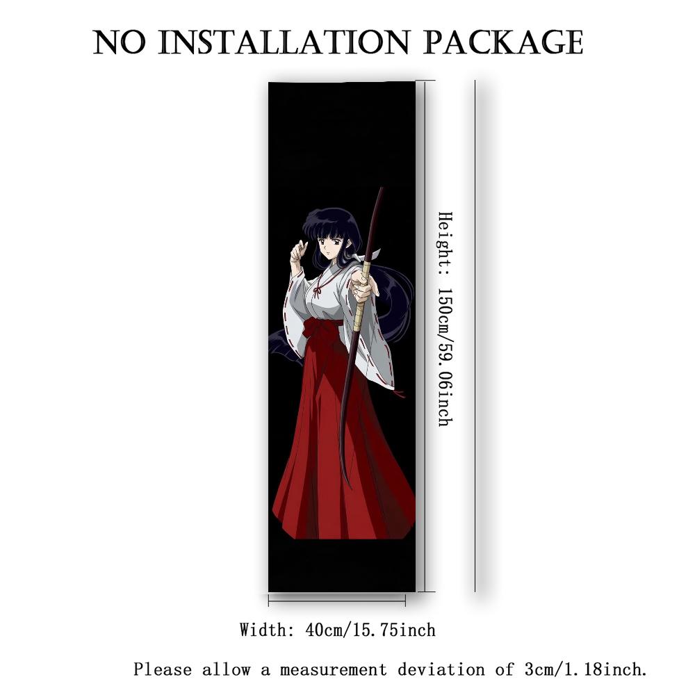 Retro Anime Girl Archer Tapestry Flat Print Black Background Priestess Wall Art Hanging Scroll for Living Room Office Studio