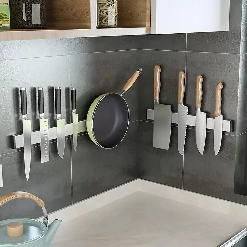 Kitchen Utensils Storage Rack 304 Stainless Steel Magnetic Knife Holders Magnet Non-punching Kitchen Rack Magnet