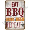Vintage Tin Sign Dads BBQ Yard Outdoor Party Decoration BBQ Zone Metal Sign Plate Retro Barbecue Rules Slogan Decor Accessories