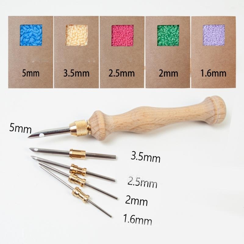 Embroidery Needle Pen Wooden Handle Punch Needle Embroidery Pen Embroidery Punch Needle Weaving Tools for DIY Craft