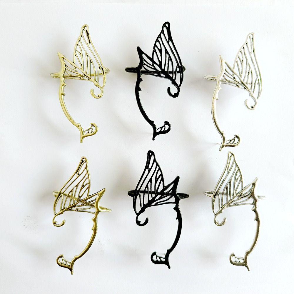 Antique Gold Color Single Side Earrings Korean Style Ear Cuff Goth Elf Ear Clip Women