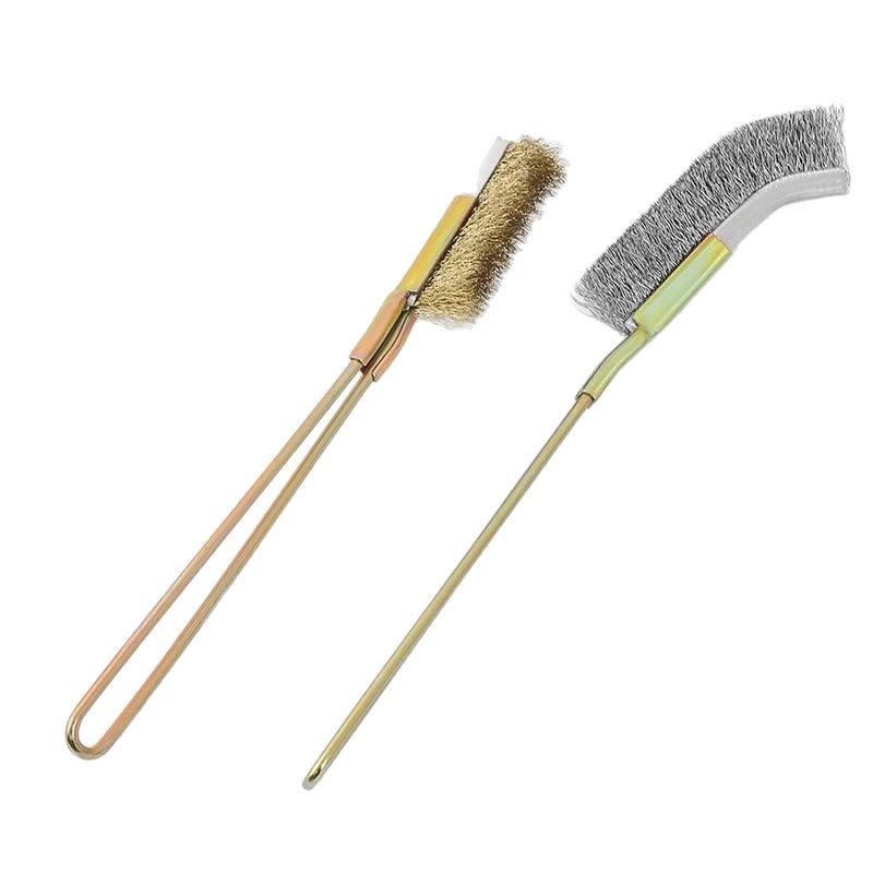 Stainless Steel & Copper Wire Brush with Handle for Kitchen, Grill & Crevice Cleaning, Rust & Stain Remover