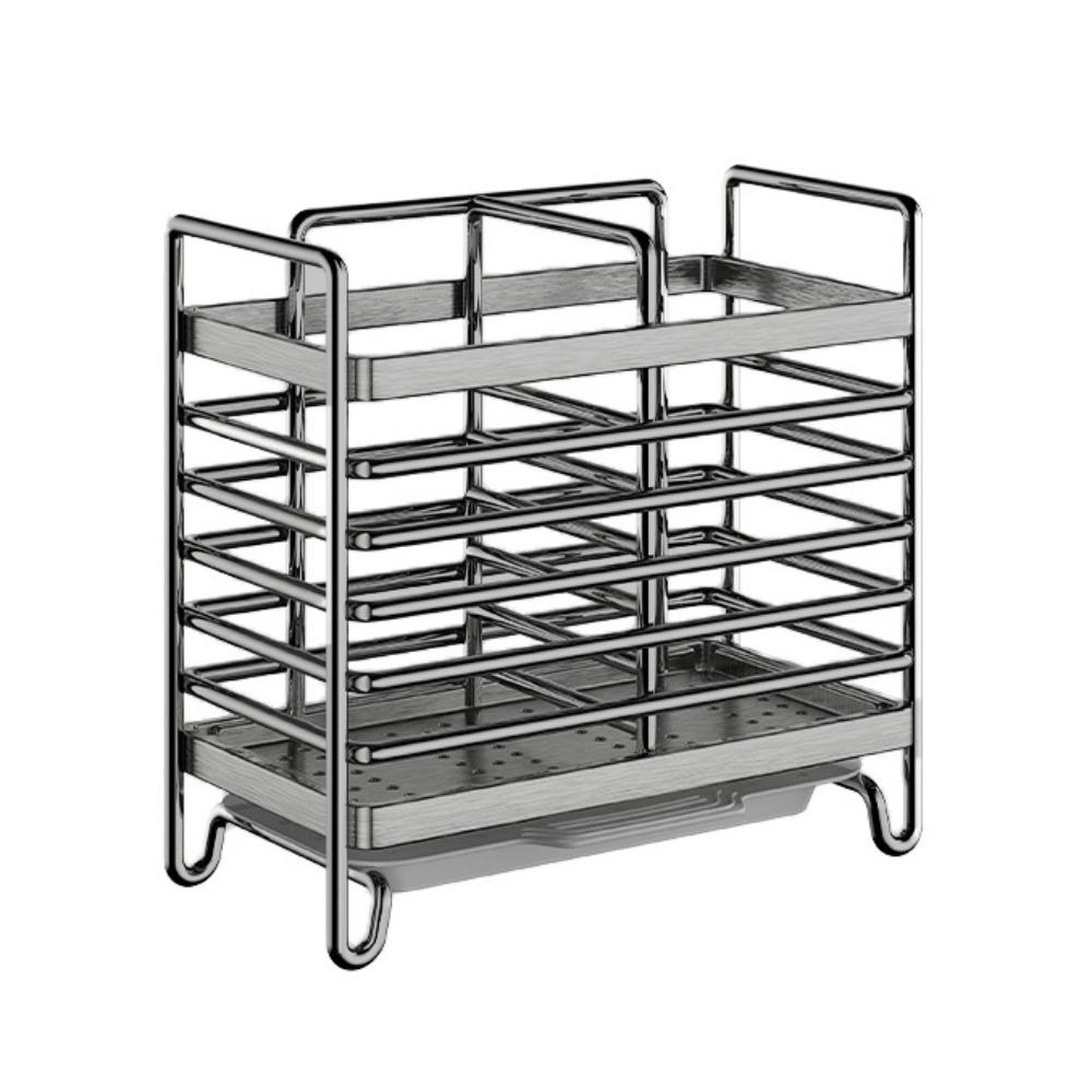 Rostfreies Edelstahl-Stäbchen-Abtropfgestell mit Haken Abtropfschale Stäbchen-Organizer Platzsparend zum Aufhängen