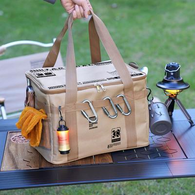 Tactical Camping Storage Bag 42L Utility Organizer Tote with Dividers Waterproof Oxford Fabric Collapsible Cookware Organizer for Camping Travel Car