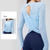 Dames Rugloze Losse Yoga T-shirts Zomer Ronde Hals Lange Mouw Fitness Ademend Sportief Yoga T-shirt Tops Dames Sportkleding