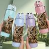 1PC Owl In Mossy Tree Trunk 750ml Color Plastic Sports Water Bottle Leakproof Flip Straw Lid Suitable for Sports Office Home Use