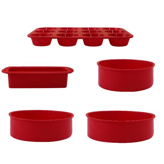 1/5Pcs Silicone Cake Mold Set Nonstick Round Square Baking Pans 12-Cup Muffin Tray High Low Temp Resistant Easy Demoulding Kitchen Essential