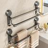 No-Drill Double Bar Wall-Mounted Bathroom Towel Rack with Shelf