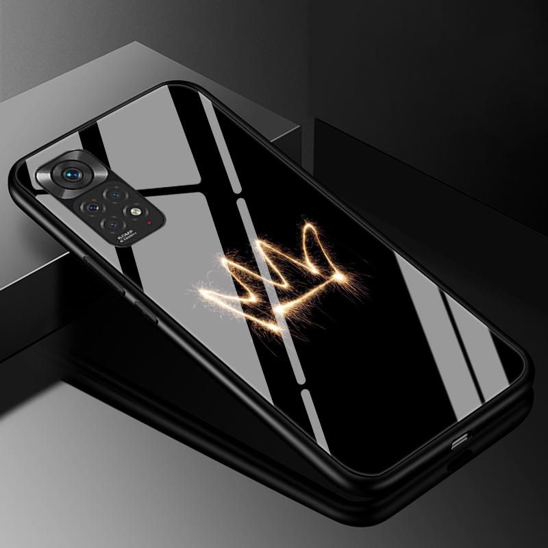 For Redmi Note 11 Cases Note 11S Tempered Glass Hard Back Cover For Xiaomi Redmi Note 11 12 13 Pro Plus 5G Case Funda Note11 S