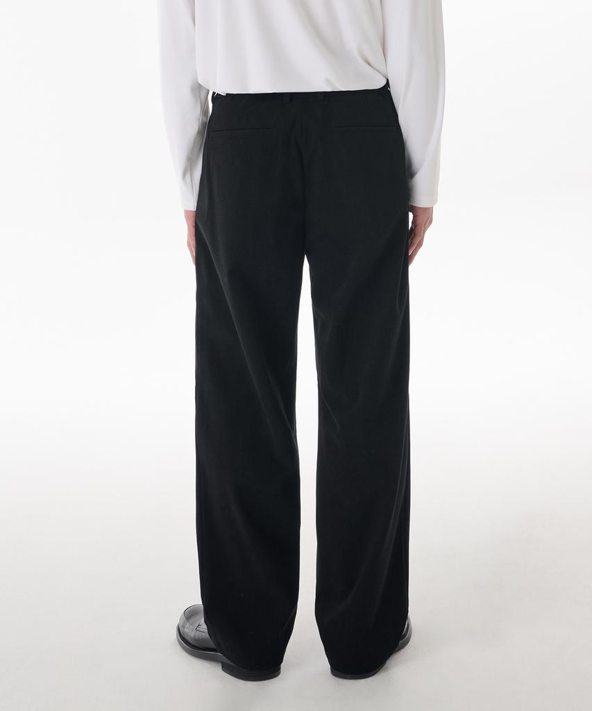 MUSINSA STANDARD 14W Corduroy One-Pleat Wide Elastic Pants [Black]