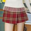 Deondeulob Dd_Plaid Wrap Mini Pants Skirt_Red