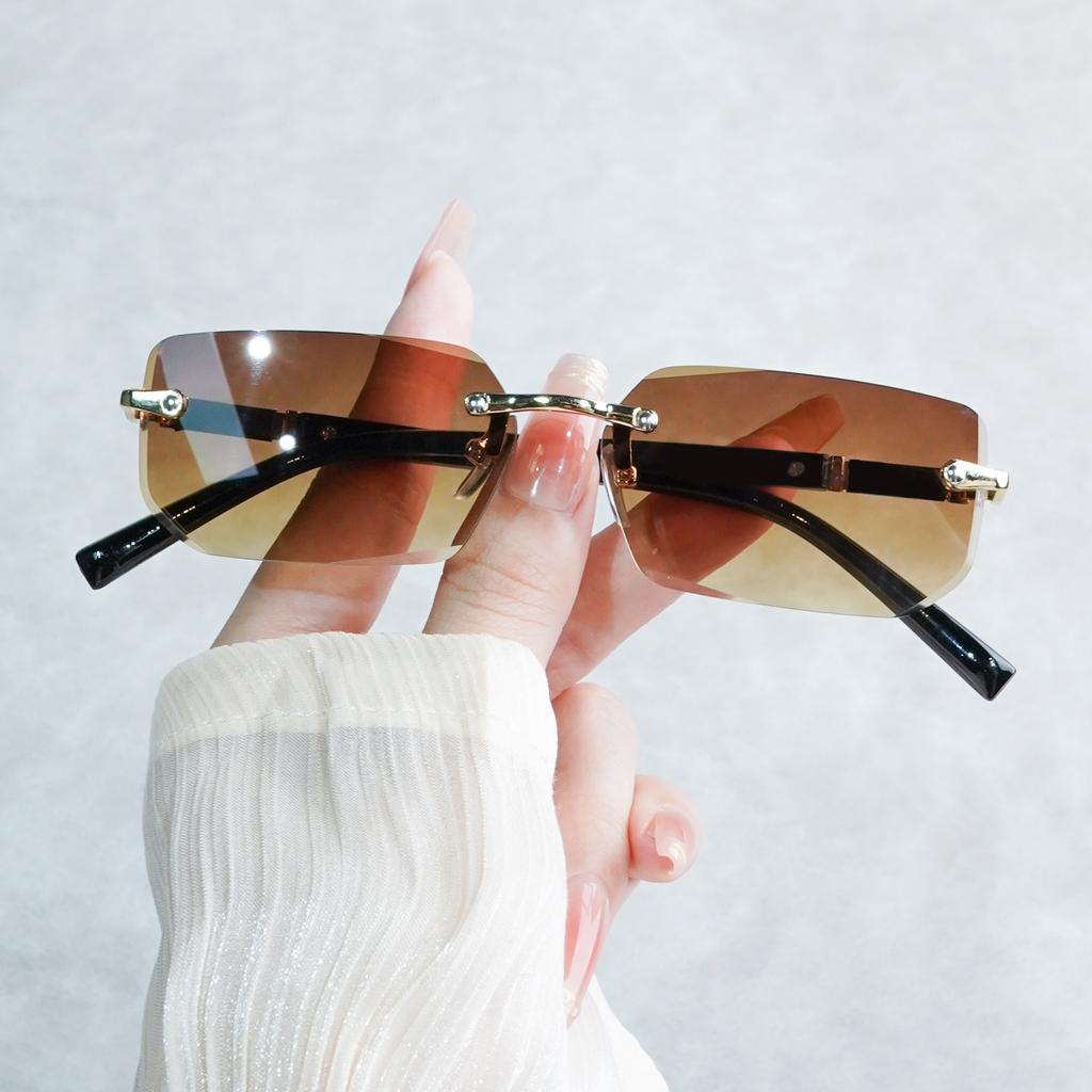 Vintage Style Frameless Square Y2K Fashion Glasses for Men Women, Decorative Lens Function, Normal Fit, Daily Leisure