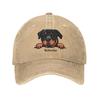 Punk Unisex Cotton Peeking Dog Rottweiler Baseball Cap Adult Adjustable Dad Hat Men Women Outdoor