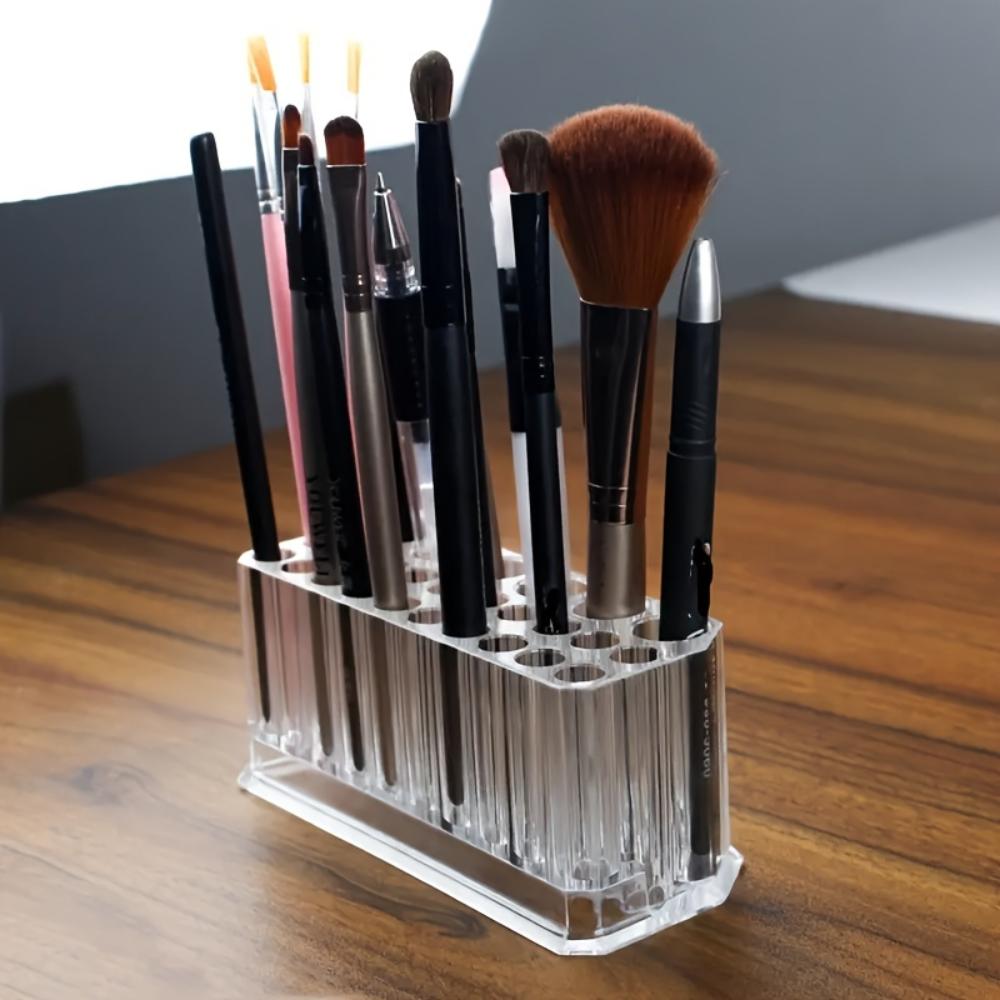 Stojan na manikúru s 26 otvory, průhledný držák na akrylové pero, minimalistický úložný box na štětce na manikúru, stolní úložný box, úložný box na make-up.