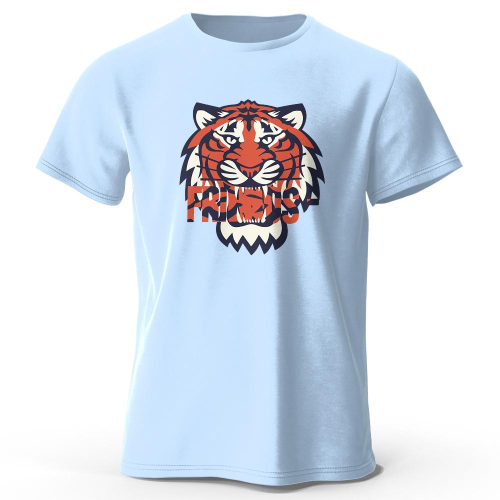Men's 100% Cotton T-Shirt Tiger Printed Classic T Shirt for Men Women Oversized Summer Tops Tees